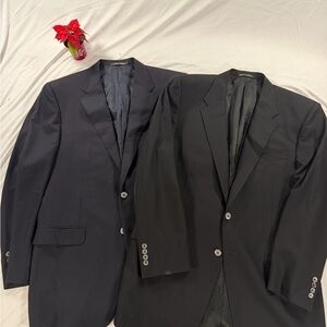 2 Corneliani Men’s Basic Blazer Sport Coat Black / Navy Wool Sizes 42L